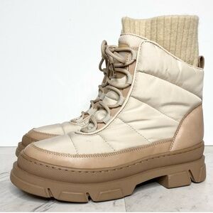 Sam Edelman Tabitha Cream Lug Sole Lace Up Boot 8M